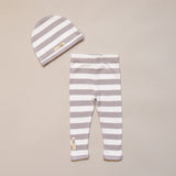 100% Organic Cotton Baby Gray and White Stripped Leggings and Cap Set