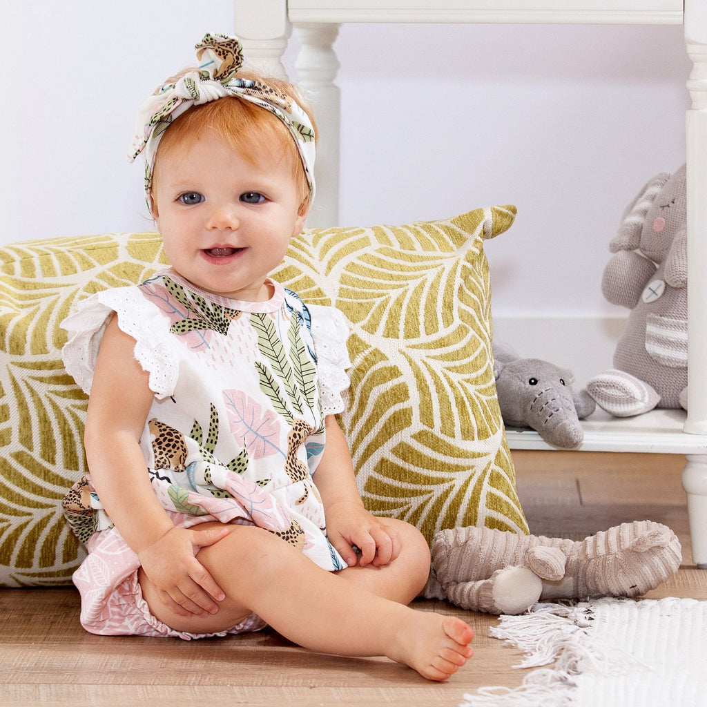 Baby Girl Leopard Jungle Top & Bloomers set with matching headband