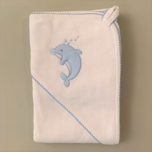 Blue Dolphin Hooded Baby Towel and Washcloth