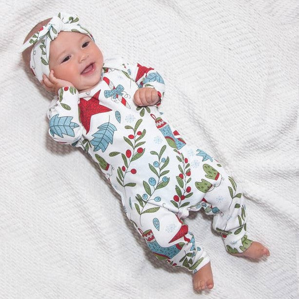 Holiday Romper with matching headband