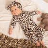 Baby Girl Leopard Romper with matching headband and baby booties