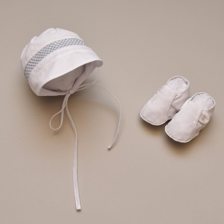 Baby Boys Smocked Bonnet with T-strap Booties