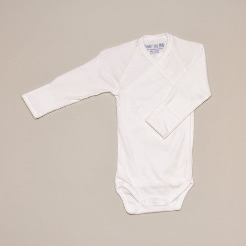 100% Organic Cotton Off White Long Sleeve Baby Bodysuit/Onesie