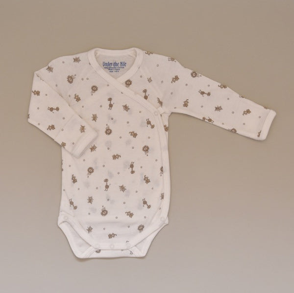 100% Organic Cotton Baby Long Sleeve Animal Print Bodysuit/Onesie