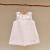 Gray and White Baby Pique Dress Set with Olive Gray Embroidered Dots