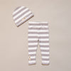 100% Organic Cotton Baby Gray and White Stripped Leggings and Cap Set