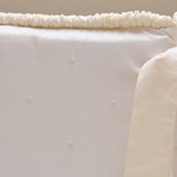 100% Cotton White Three Piece Baby Crib Set with Hand Embroidered Ivory Dots