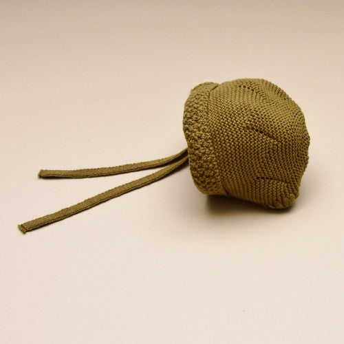 Olive Gray baby knit bonnet