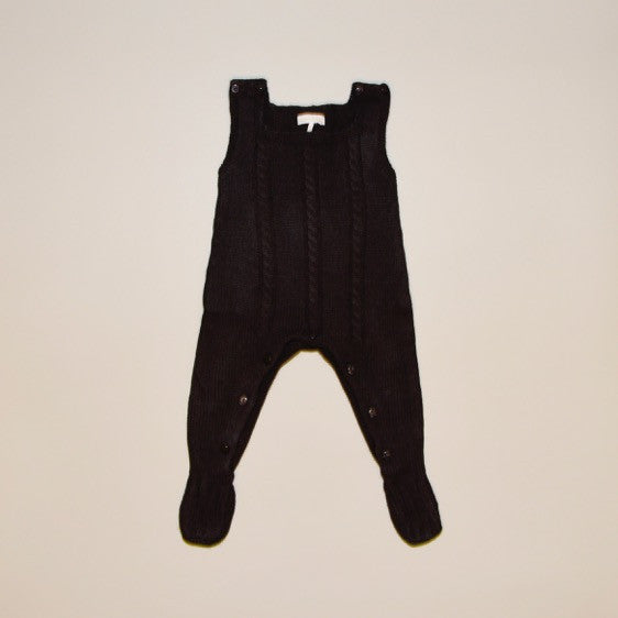 Chocolate Gray Cable Knit Sleeveless Sweater Footy Romper