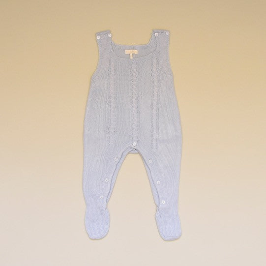 Blue Baby Cable Knit Sleeveless Sweater Footy Romper