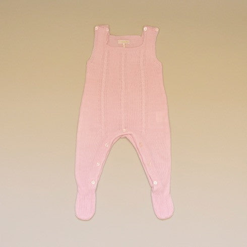 Pink Baby Cable Knit Sleeveless Sweater Footy Romper
