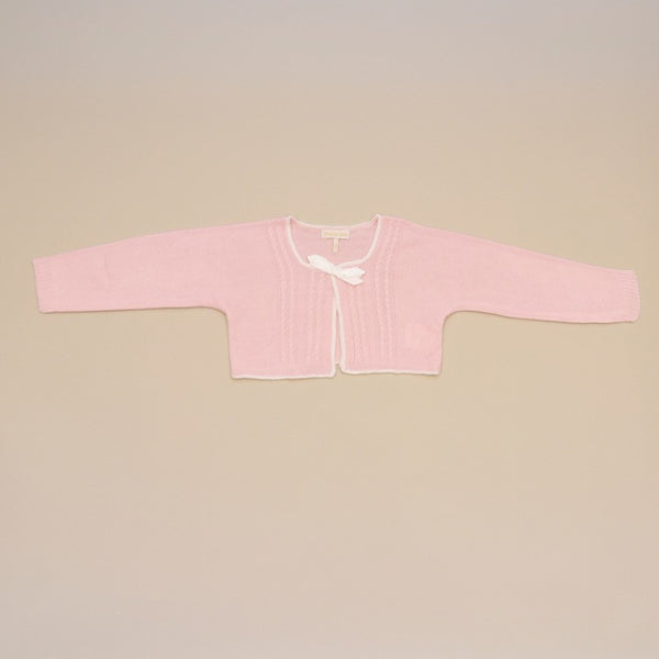 Pink Baby Bolero Cable Knit Cardigan Sweater